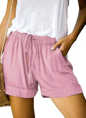 Womens Drawstring Shorts Summer Elastic Waist Casual Lightweight with Pockets