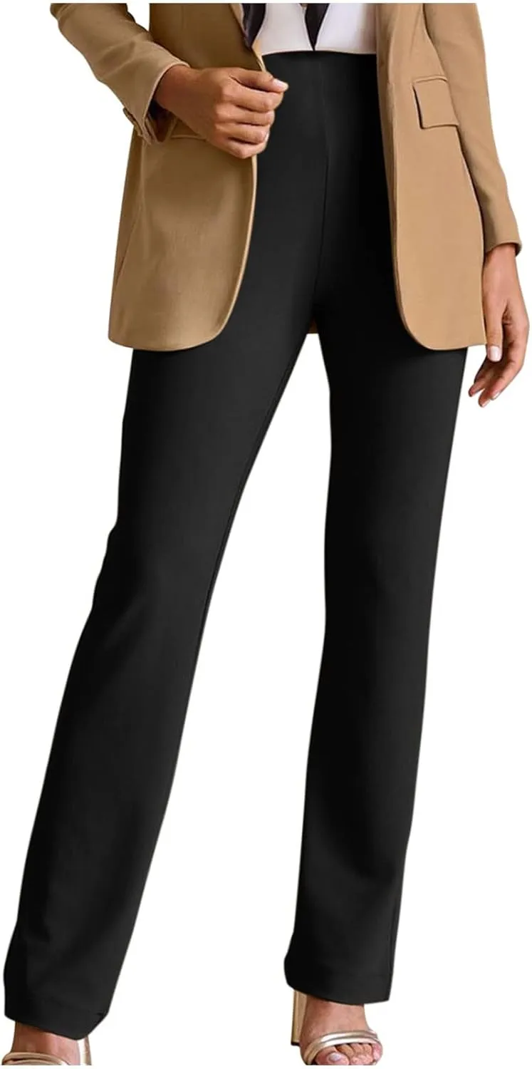 Womens Dress Pants Business Casual Work Pants High Waist Stretchy Bootcut Trousers Dressy Solid Pull On Office Pant