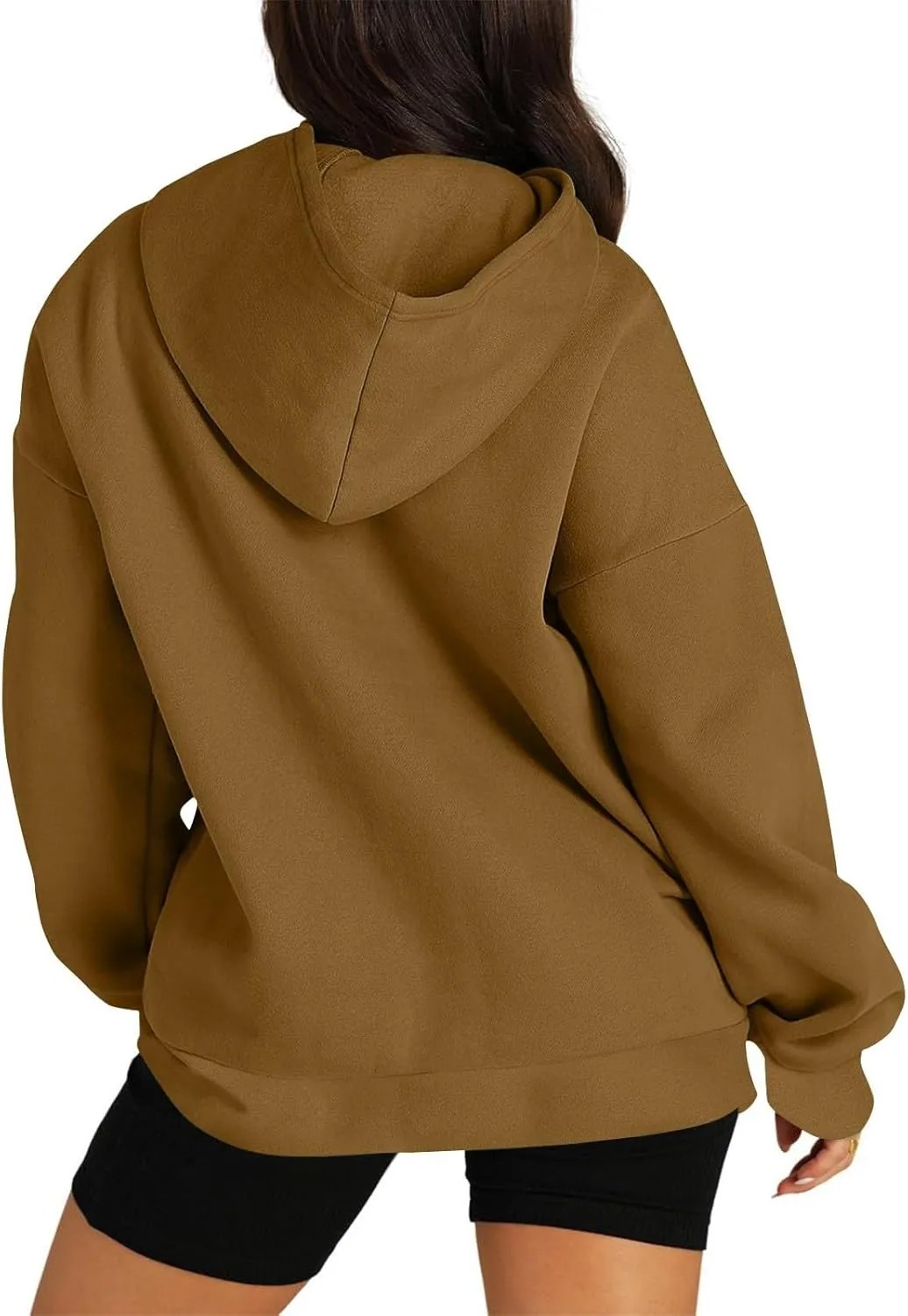 Womens Fleece Y2K Hoodie Baggy Casual Cotton Oversized Sweatshirt Drop Shoulder Lightweight Pullover Tops Winter Coat
