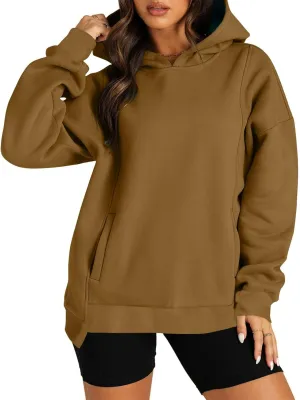 Womens Fleece Y2K Hoodie Baggy Casual Cotton Oversized Sweatshirt Drop Shoulder Lightweight Pullover Tops Winter Coat
