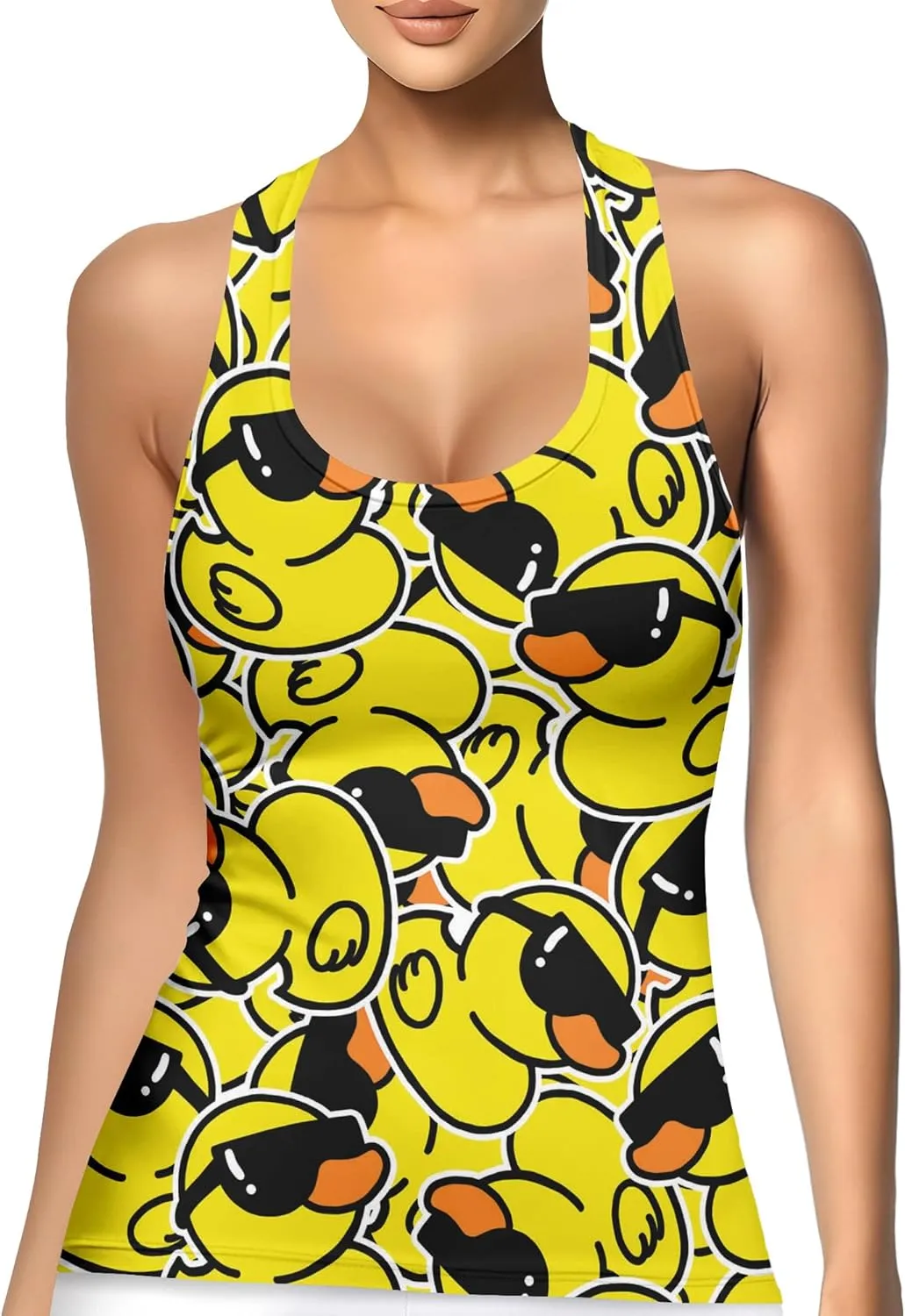 Womens Graphic Tank Tops Racerback Sleeveless Summer Leopard Print Top Neon Workout Shirt