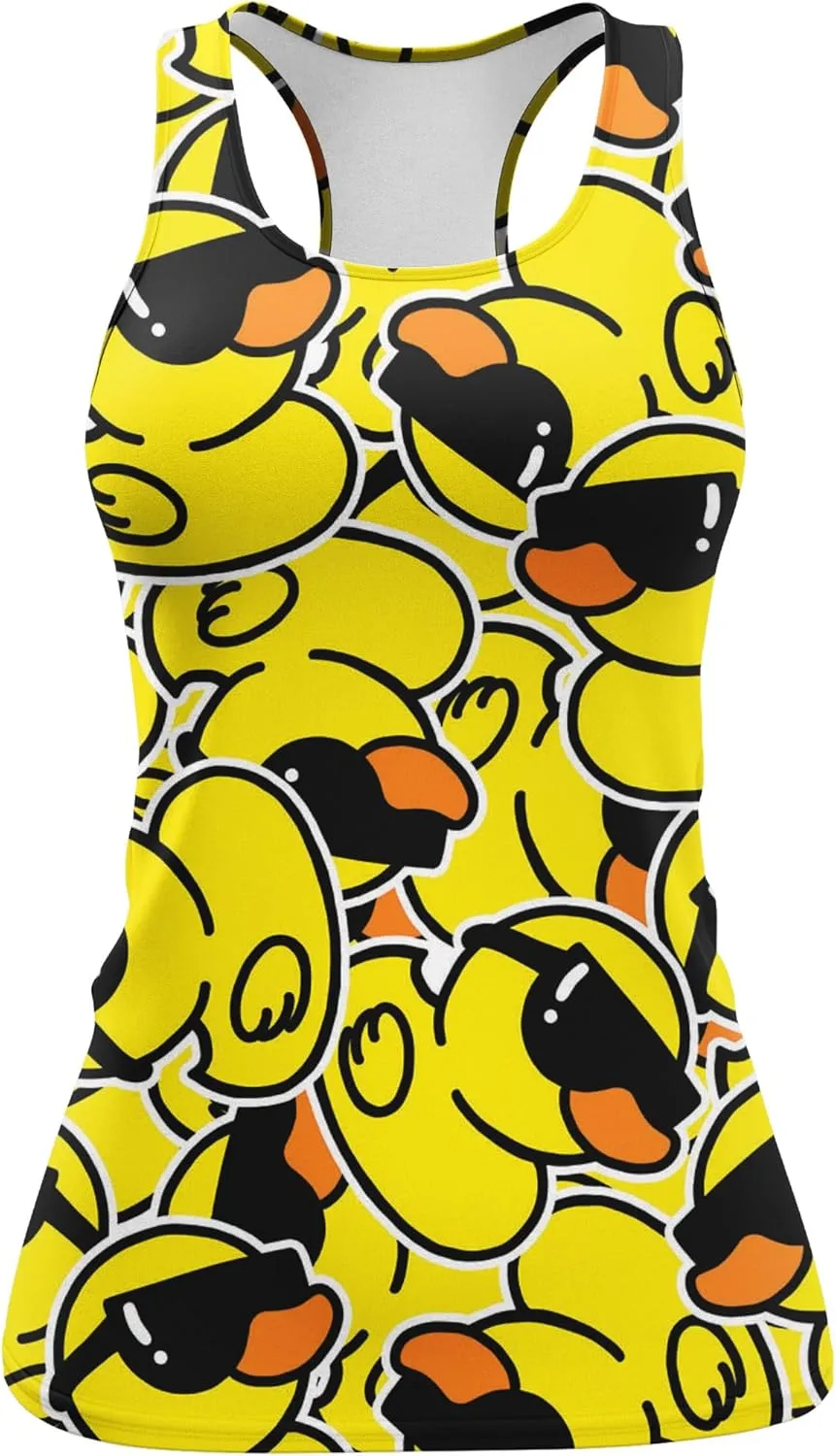 Womens Graphic Tank Tops Racerback Sleeveless Summer Leopard Print Top Neon Workout Shirt