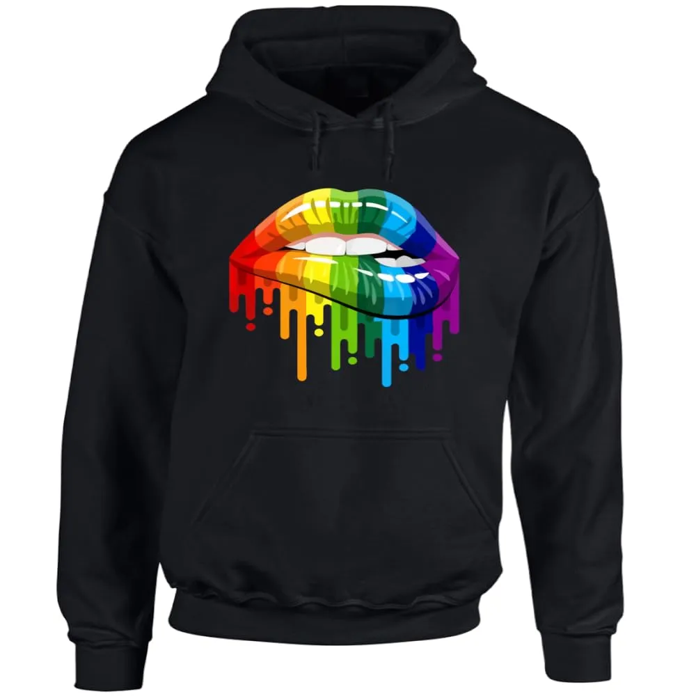Women's hoodies sport pullover pullover with pockets, hoodie athletic oversized hooded sweatshirt winter, sexy lips print. (5X-Large, Lip Multicolors, Black)