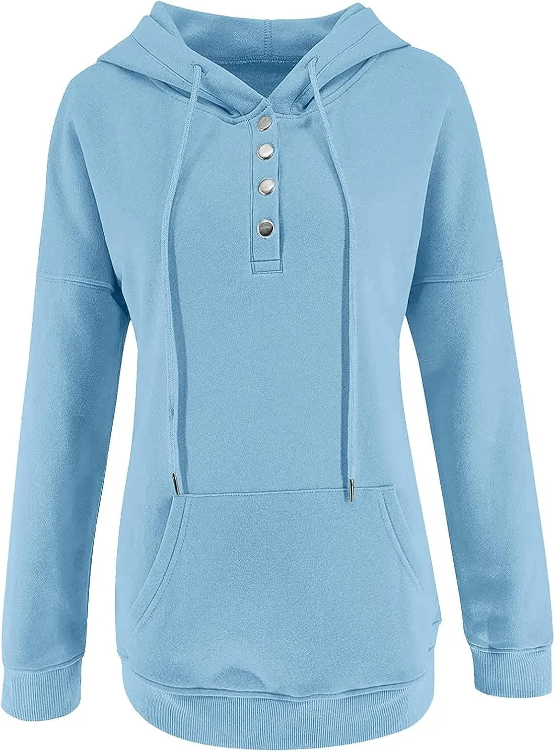 Women's Long Sleeve Oversized Pullover Solid Color Letter Print Hoodie Fall Winter Loose Sweatshirt with Pockets