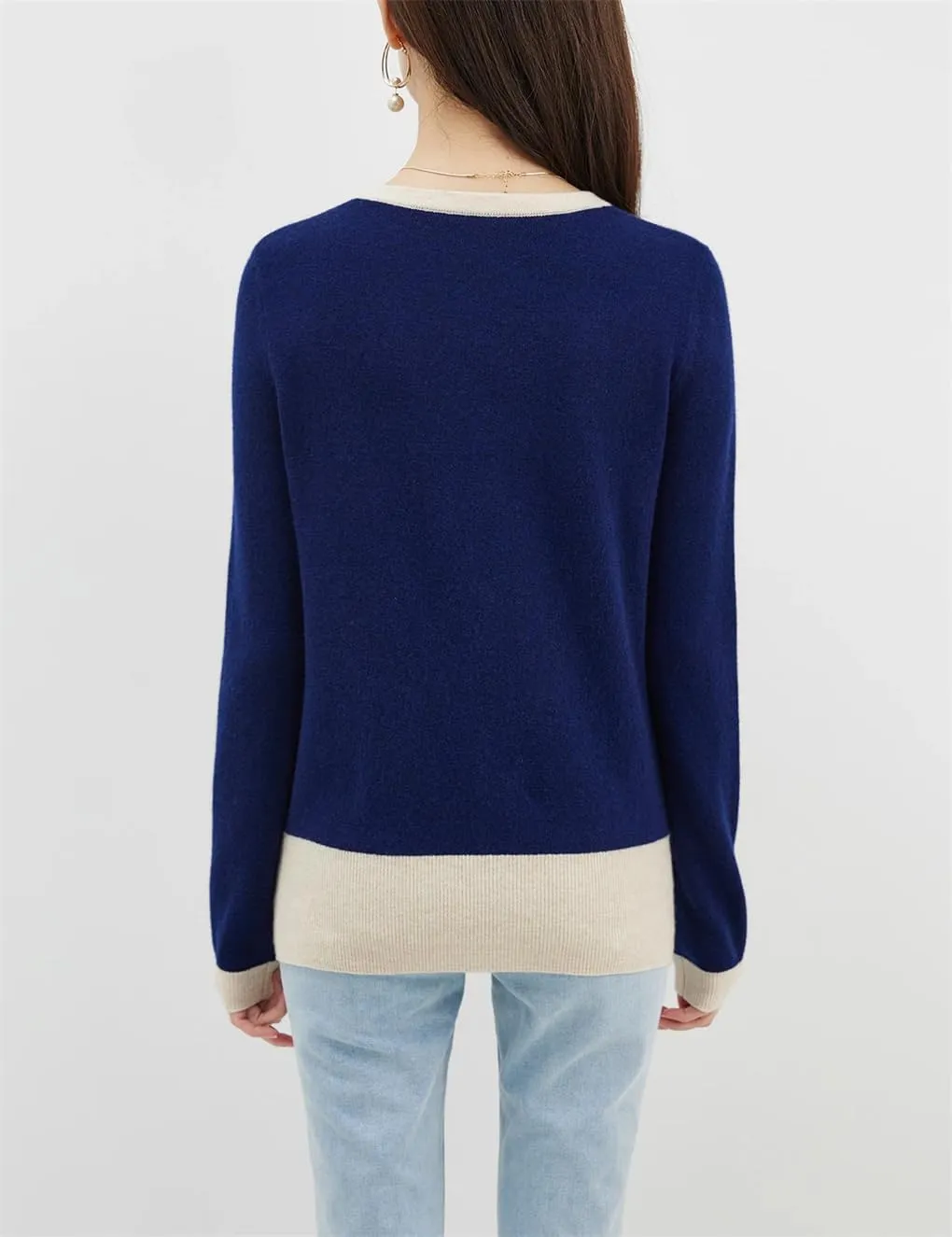 Women's Merino Wool Cardigan Sweater Fall Winter O Neck Warm Long Sleeve Knit Cardigan