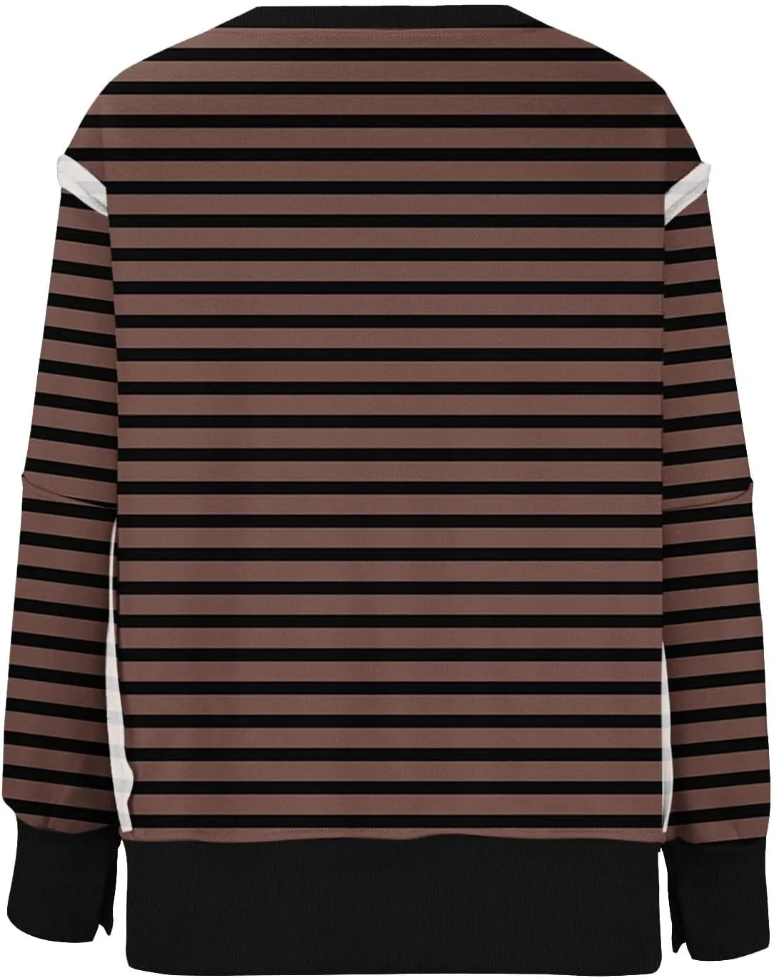 Womens Oversize Striped Sweatshirts Crew Neck Long Sleeve Top Patchwork Hoodie Irregular Hem Pullover Fall Clothes