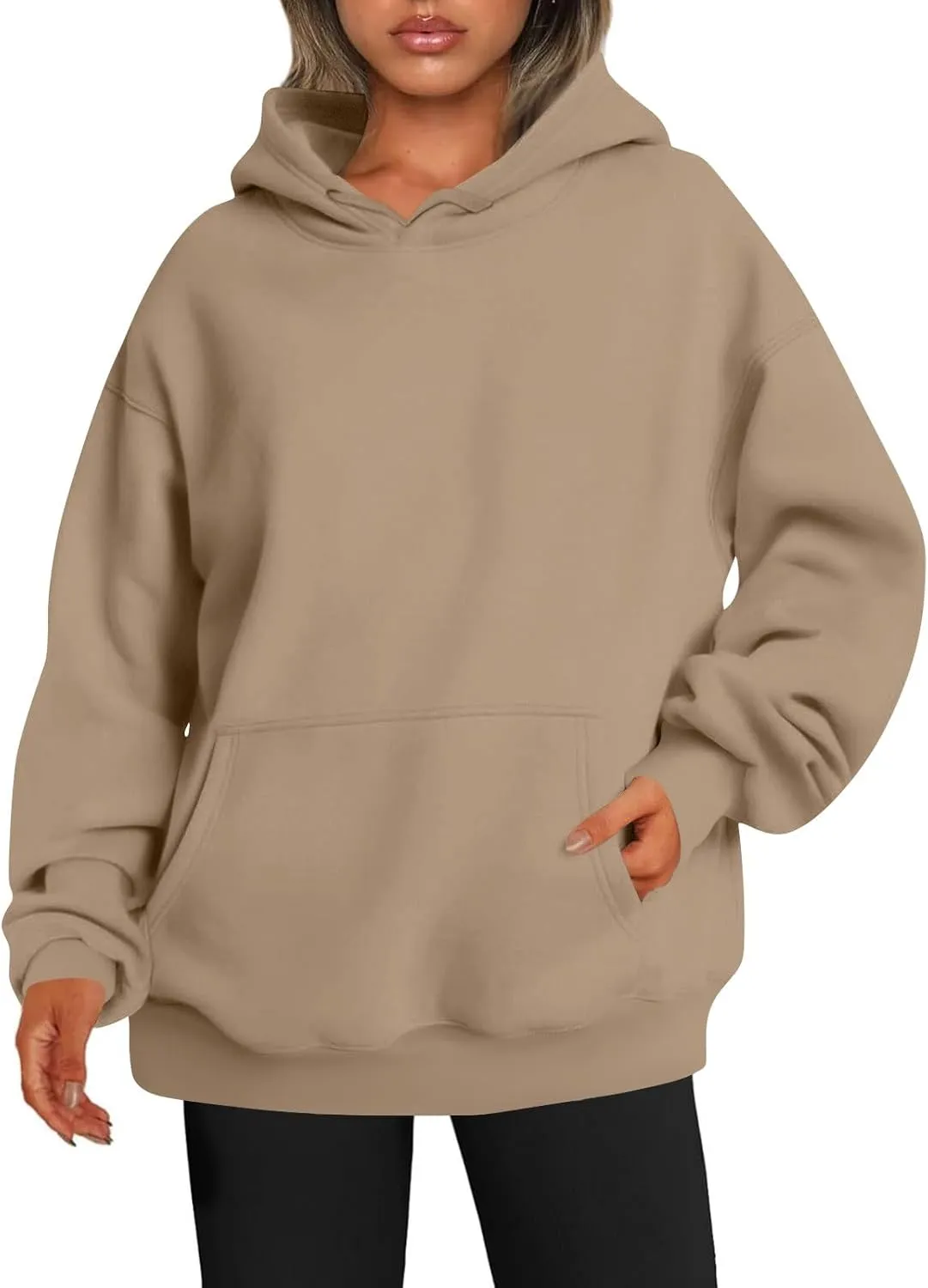 Womens Oversized Hoodie Baggy Fleece Hooded Sweatshirts Trendy Drop Shoulder Pullover Sweater Fall Clothes w/Pockets