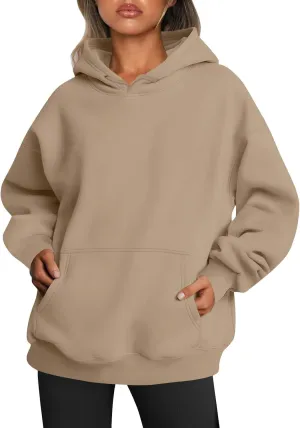 Womens Oversized Hoodie Baggy Fleece Hooded Sweatshirts Trendy Drop Shoulder Pullover Sweater Fall Clothes w/Pockets