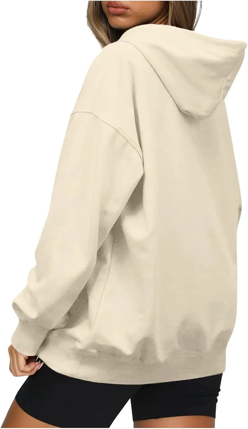 Womens Oversized Hoodies Fleece Sweatshirts Long Sleeve Drawstring Sweaters Pullover Fall Winter Clothes with Pocket