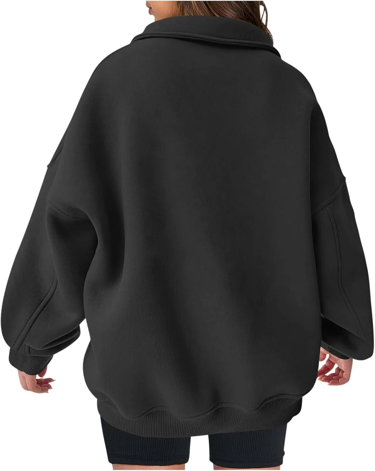 Women's Oversized Quarter Half Zip Hoodies Sweatshirt,Casual V Neck Long Sleeve Pullover Tunic Comfy Basic Tops