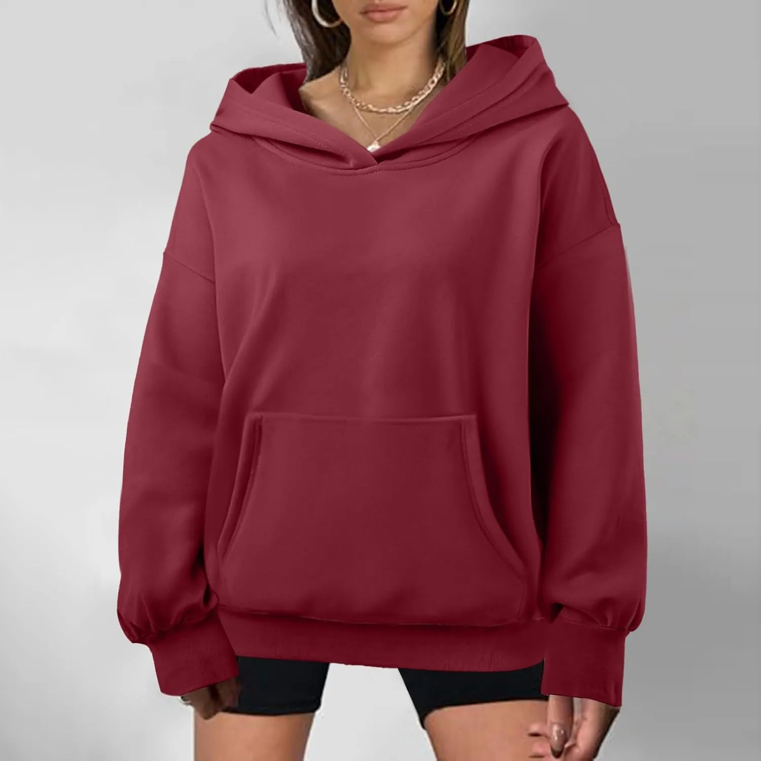 Womens Oversized Sweatshirts Pullover Hoodies Fleece Sweaters Long Sleeve With Pockets Winter Fall Outfits Y2k Clothes
