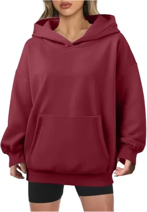Womens Oversized Sweatshirts Pullover Hoodies Fleece Sweaters Long Sleeve With Pockets Winter Fall Outfits Y2k Clothes