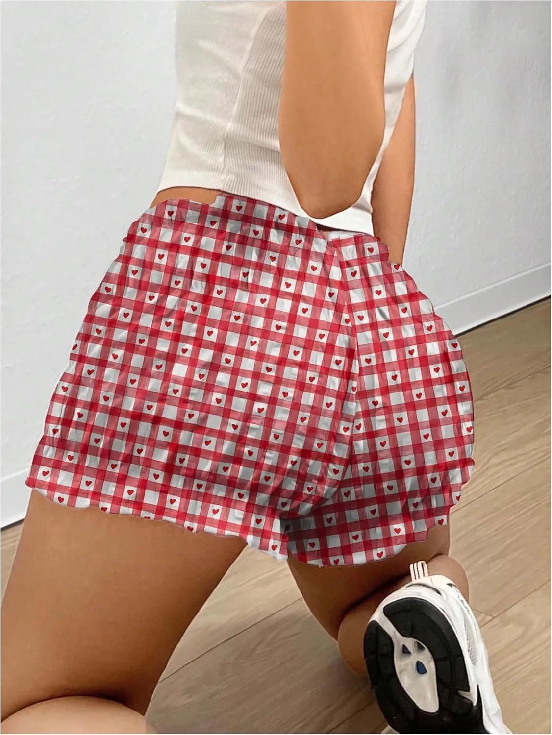 Women's Plaid Low Rise Checkered Bloomer Y2k Mini Ruffle Micro Boxer Shorts