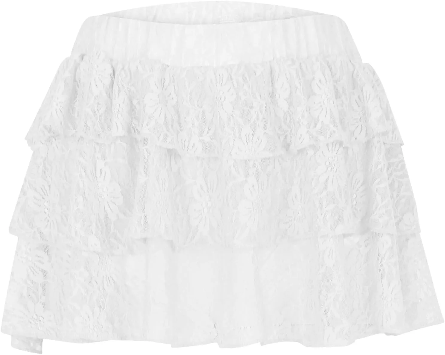 Women's Pleated Mini Skirt Sexy Lace Layered Stacked High Waisted Ruffles Lingerie Short Skirts Lounge Pajama Shorts