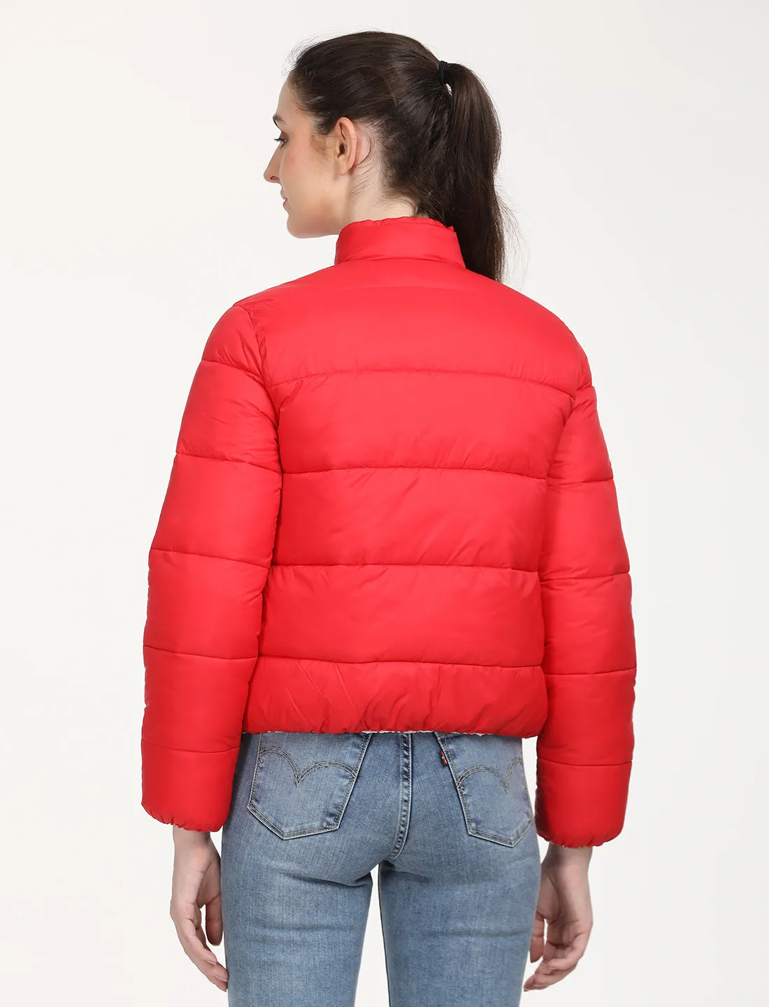 Women's Quilted High Neck Reversible Puffer Jacket