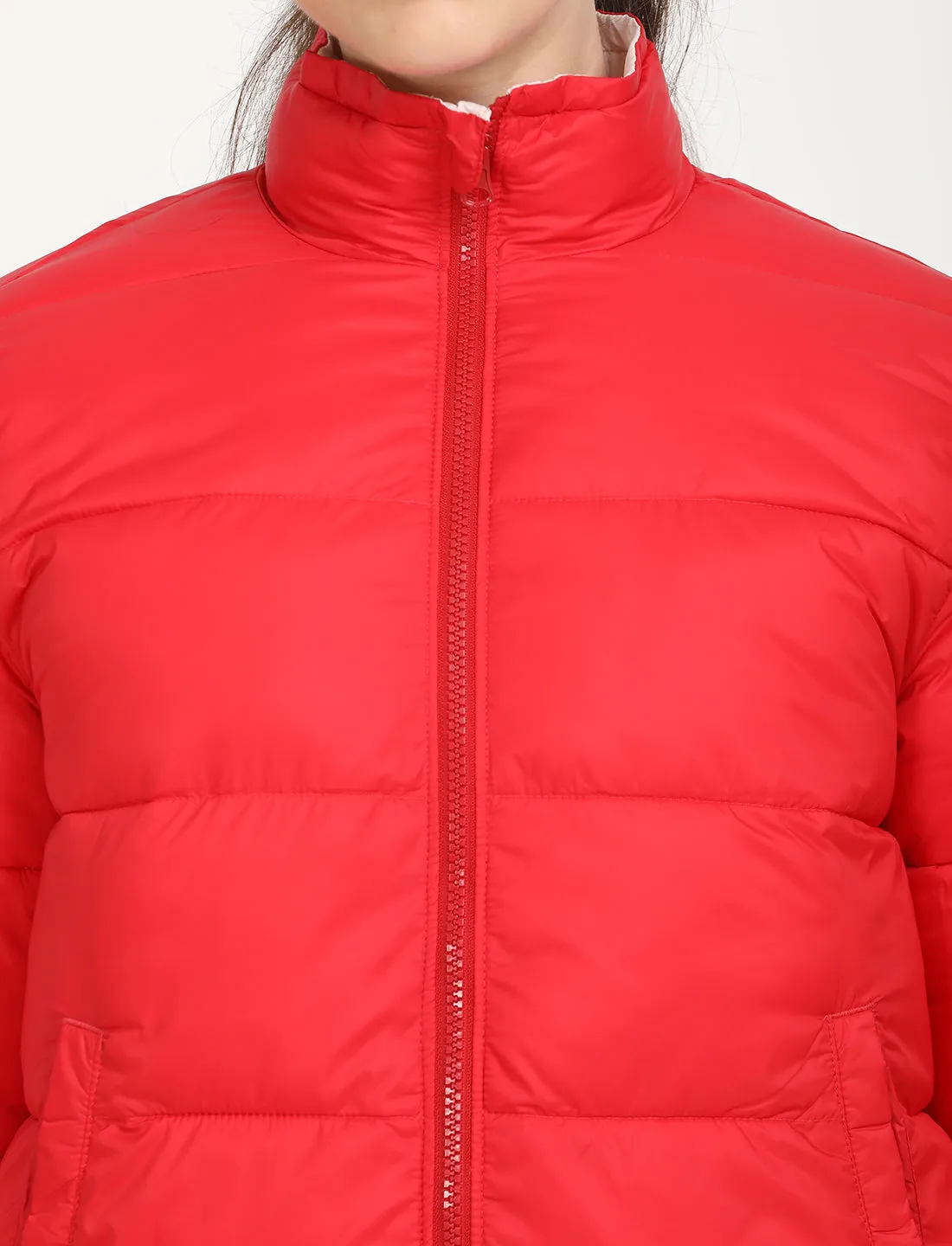 Women's Quilted High Neck Reversible Puffer Jacket