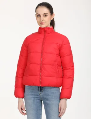 Women's Quilted High Neck Reversible Puffer Jacket