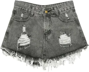 Womens Ripped Denim Short Casual Summer High Waisted Stretch Baggy Trendy Y2k Girl 2025 Raw Hem Jean Shorts Plus Size