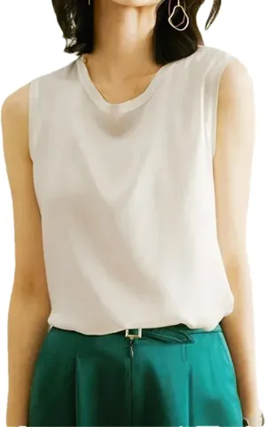 Women's Silk Satin Camisole Vest Summer Business Casual Sleeveless Silk Tank Top