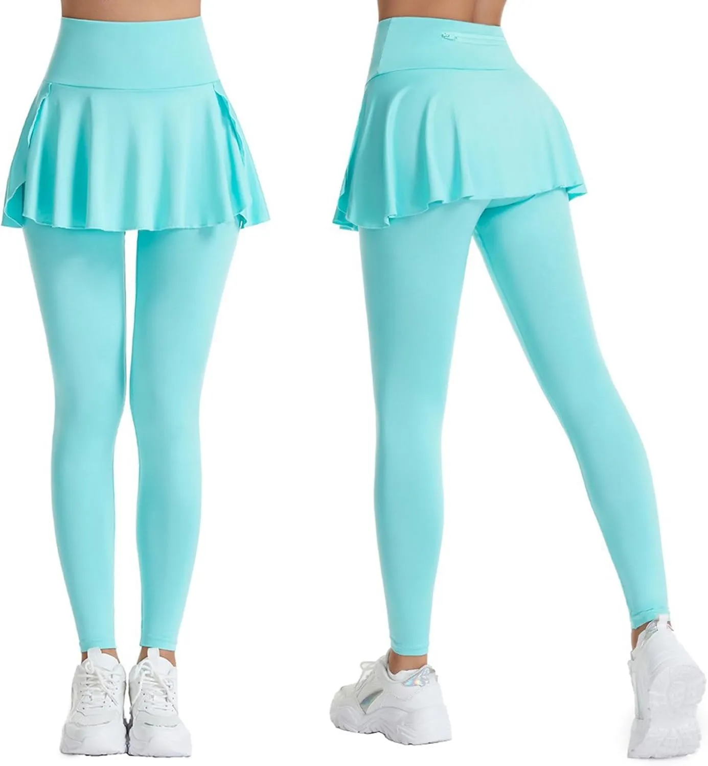 Women's Skirted Leggings Capri Skirt with Pockets Yoga Active Tights Pants Golf Tennis Workout Skort