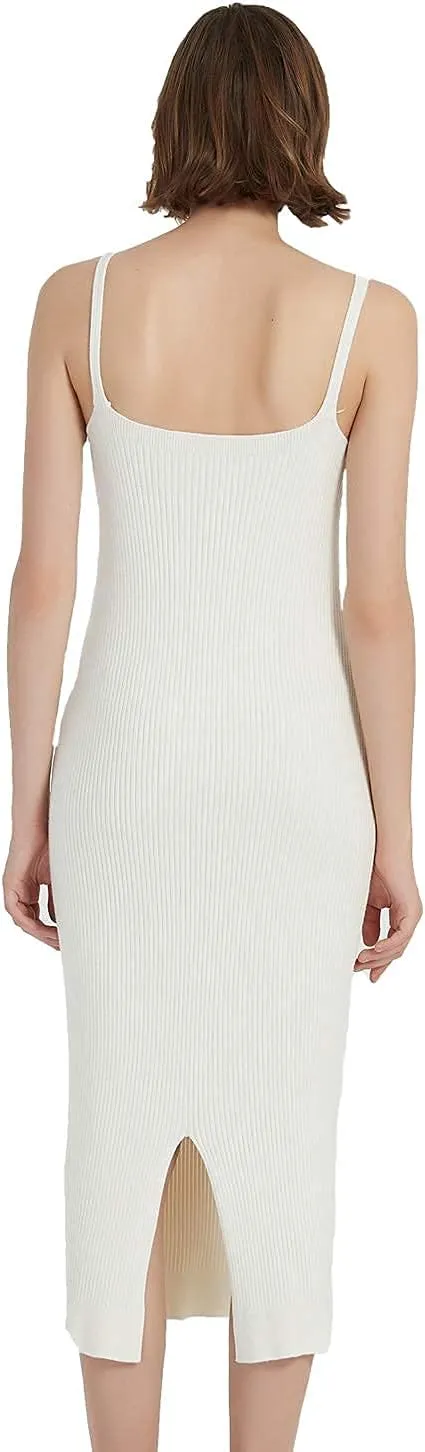 Women's Sleeveless Sweater Dress Knit Slim V Neck Bodycon Midi Stretchable Elasticity Slim Fits