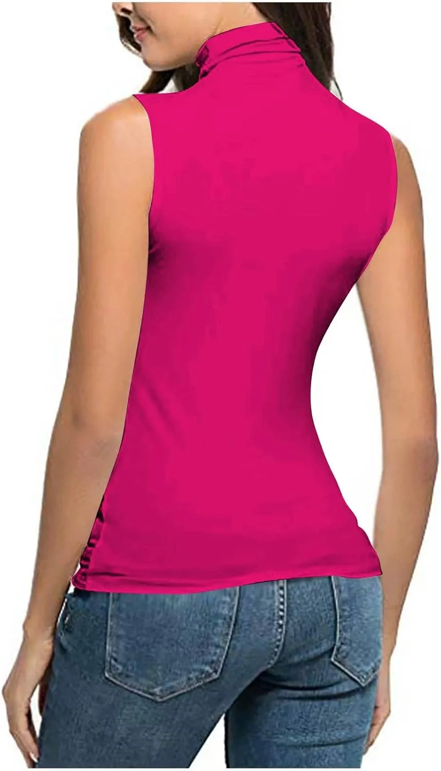 Womens Sleeveless Turtleneck Tops Plus Size Mock High Neck Tank Tops 2025 Slim Fitted Undershirt Basic Layer Tee