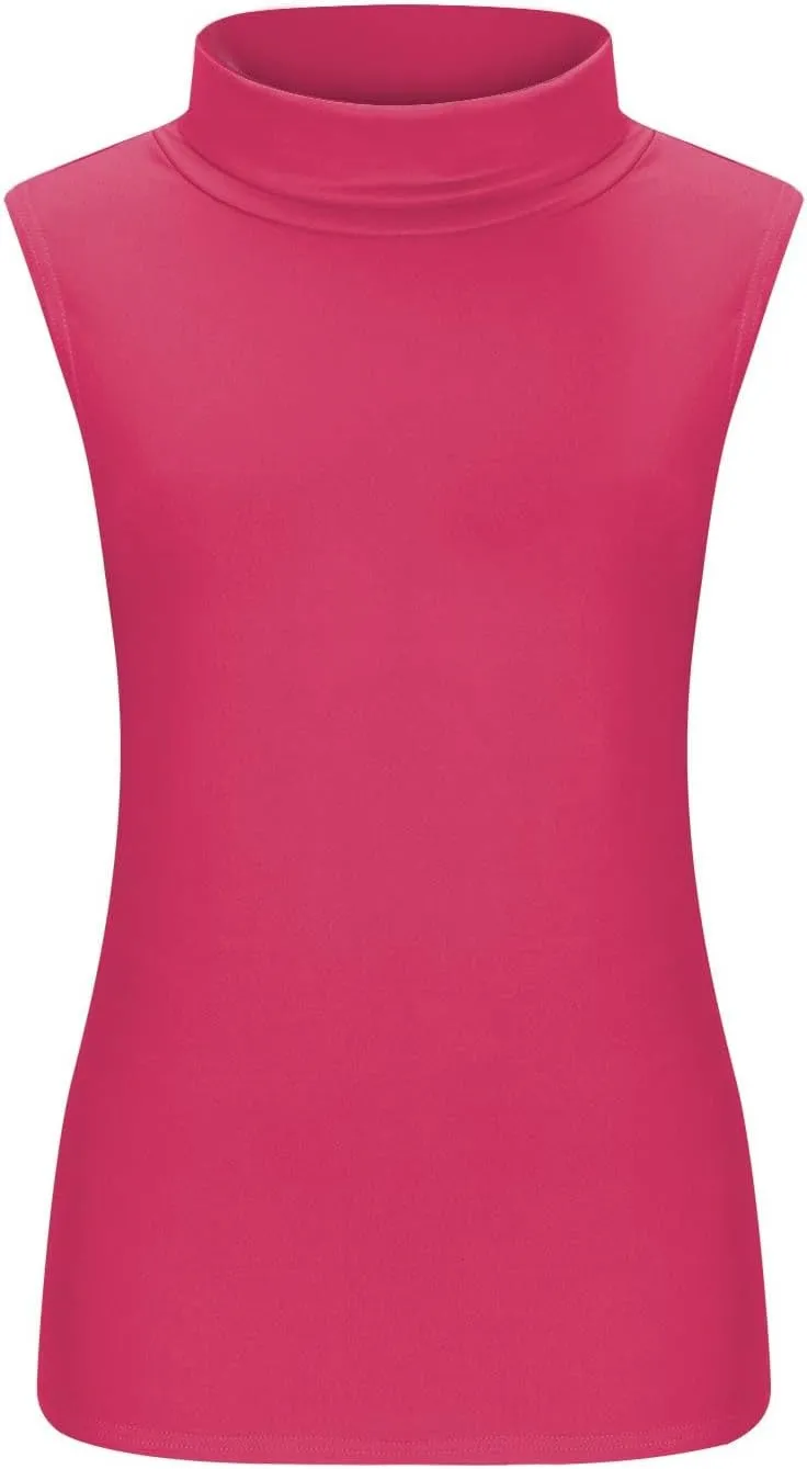 Womens Sleeveless Turtleneck Tops Plus Size Mock High Neck Tank Tops 2025 Slim Fitted Undershirt Basic Layer Tee