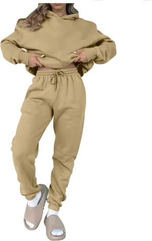 Womens Sweatsuits 2 Piece Set Sweatsuits Pullover Fleece Sweatshirt Jogger Pants Lounge Set Two Piece Jogging Suits