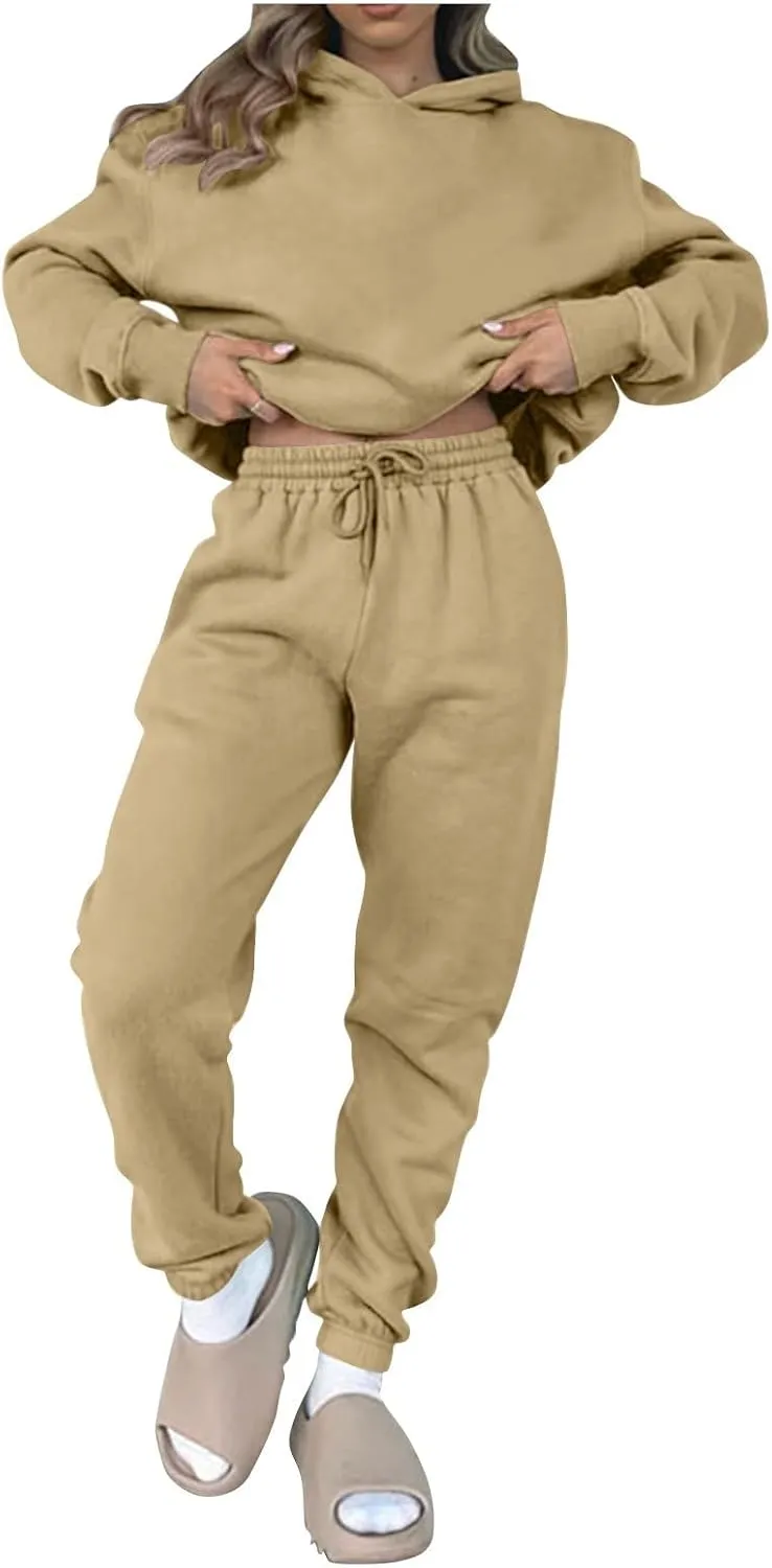 Womens Sweatsuits 2 Piece Set Sweatsuits Pullover Fleece Sweatshirt Jogger Pants Lounge Set Two Piece Jogging Suits