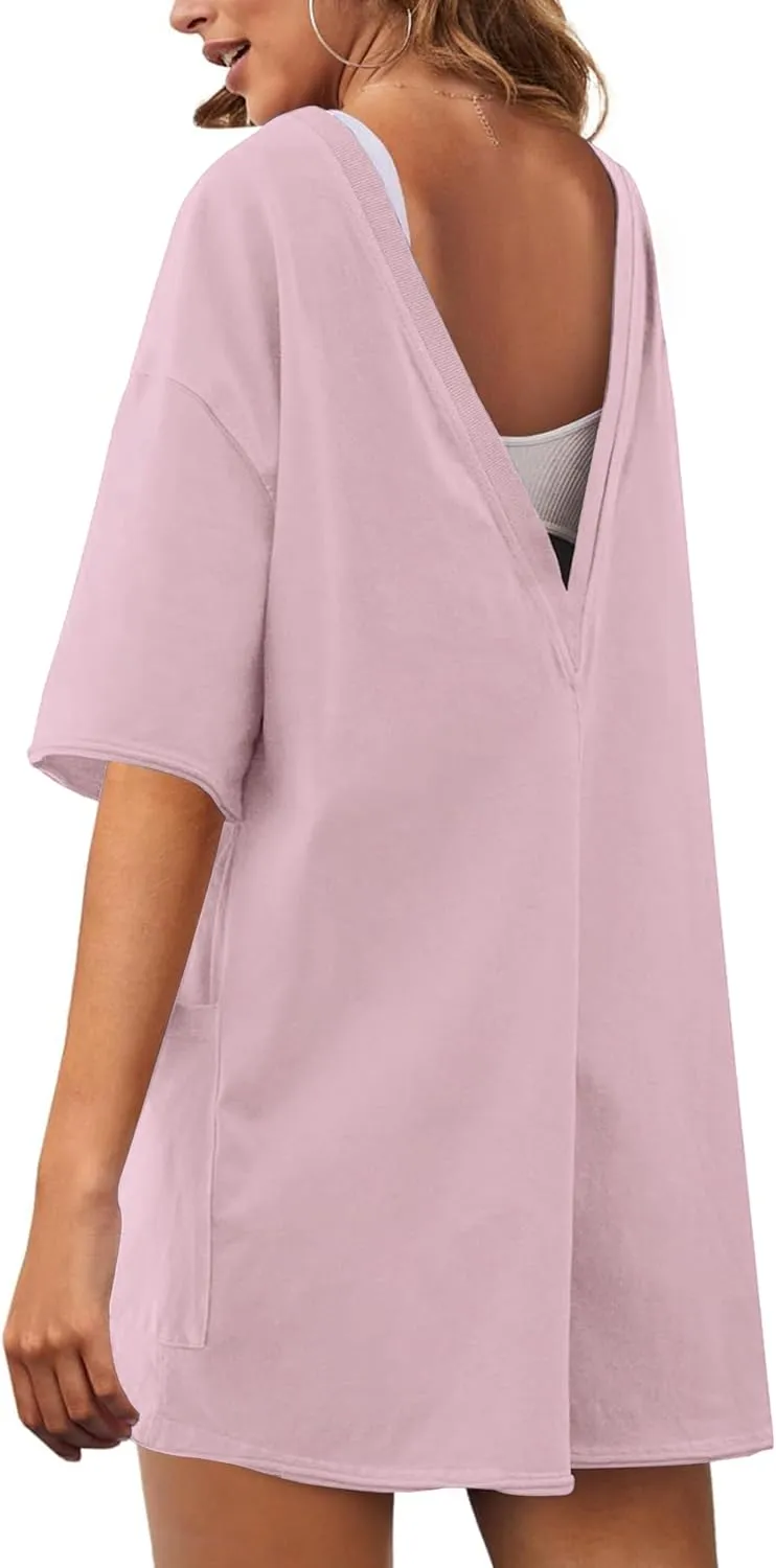 Womens T Shirt Romper Hot Shot Tee Romper for Summer Casual Short Sleeve Oversized Athletic Workout Outfits