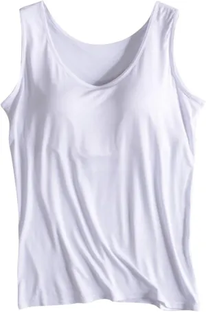 Womens Tank Tops with Built in Bra Padded Loose Sleeveless Shirts Comfy Soft Camisole Summer Lightweight Tops