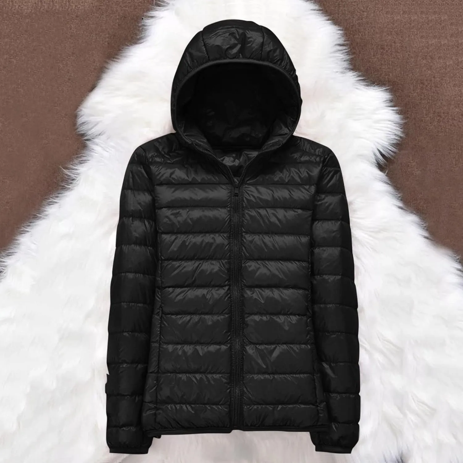 Womens Warm Lightweight Puffer Jackets Fashion Solid Color Waterproof Quilted Coats White Duck Down Casual Outerwears