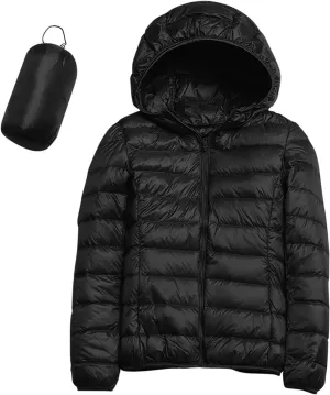 Womens Warm Lightweight Puffer Jackets Fashion Solid Color Waterproof Quilted Coats White Duck Down Casual Outerwears