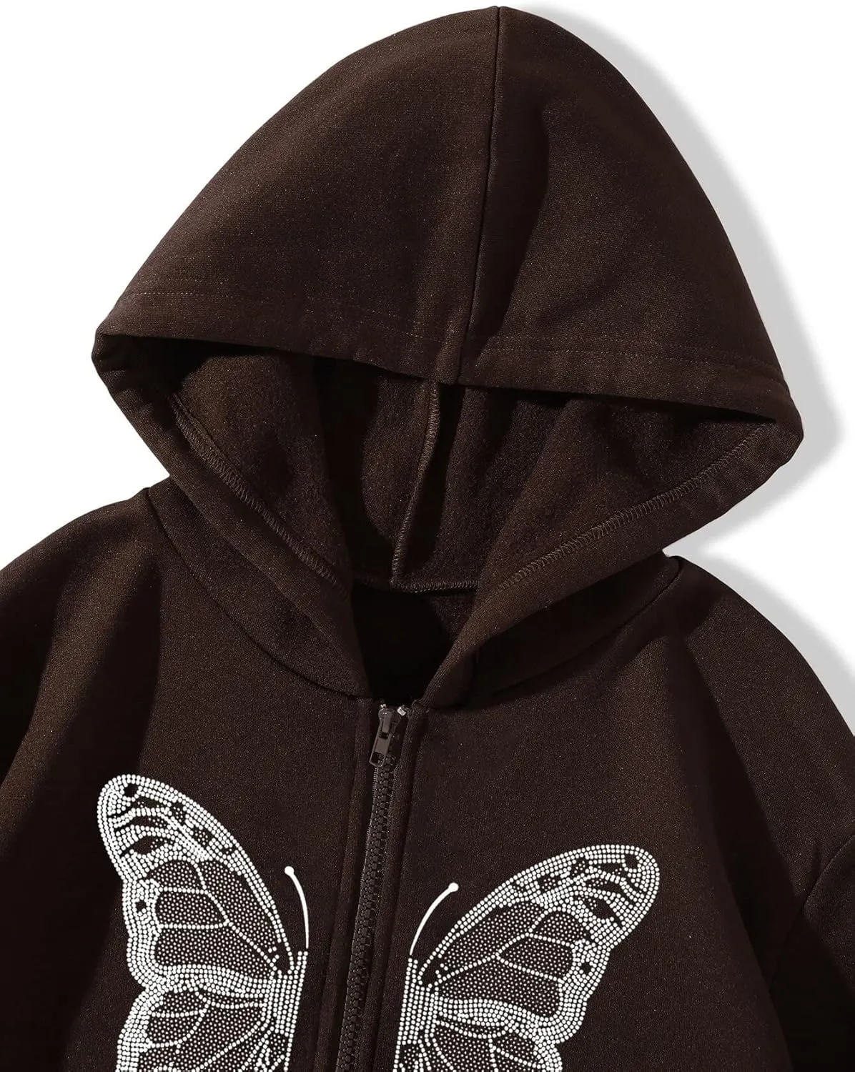 Women's Y2K Zip Up Hoodie Grunge Butterfly Print Sweatshirt Graphic Oversized Vintage Jacket with Pocket Clothing