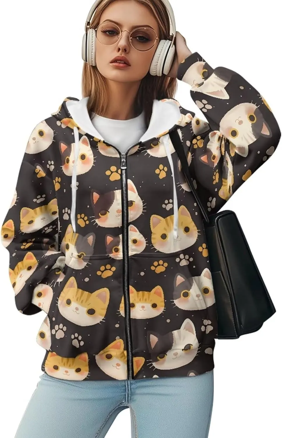 Womens Zip Up Hoodies Long Sleeve Sweatshirts Casual Oversized Fall Outfits Drop Shoulder Outdoor Sweatshirt with Pockets