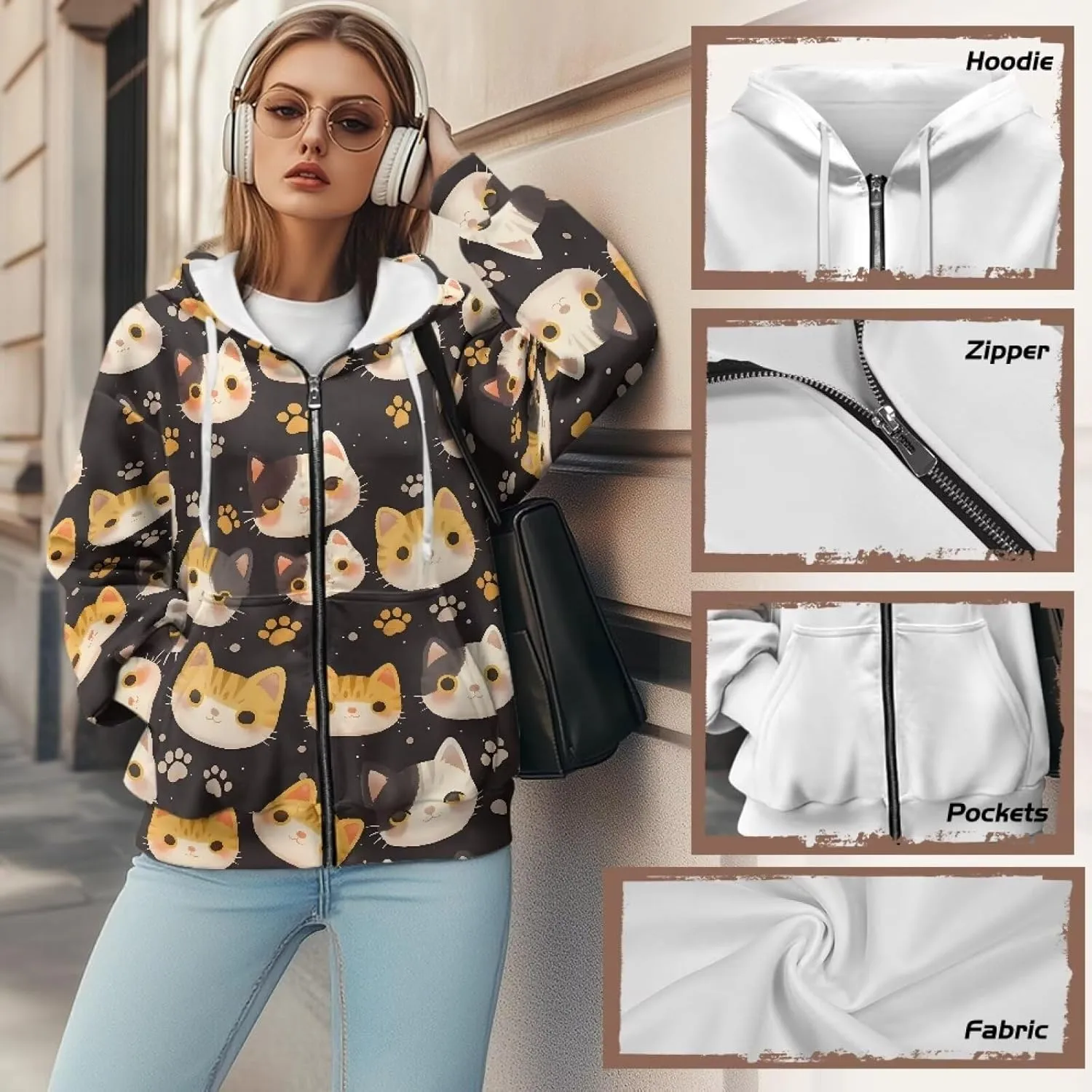 Womens Zip Up Hoodies Long Sleeve Sweatshirts Casual Oversized Fall Outfits Drop Shoulder Outdoor Sweatshirt with Pockets