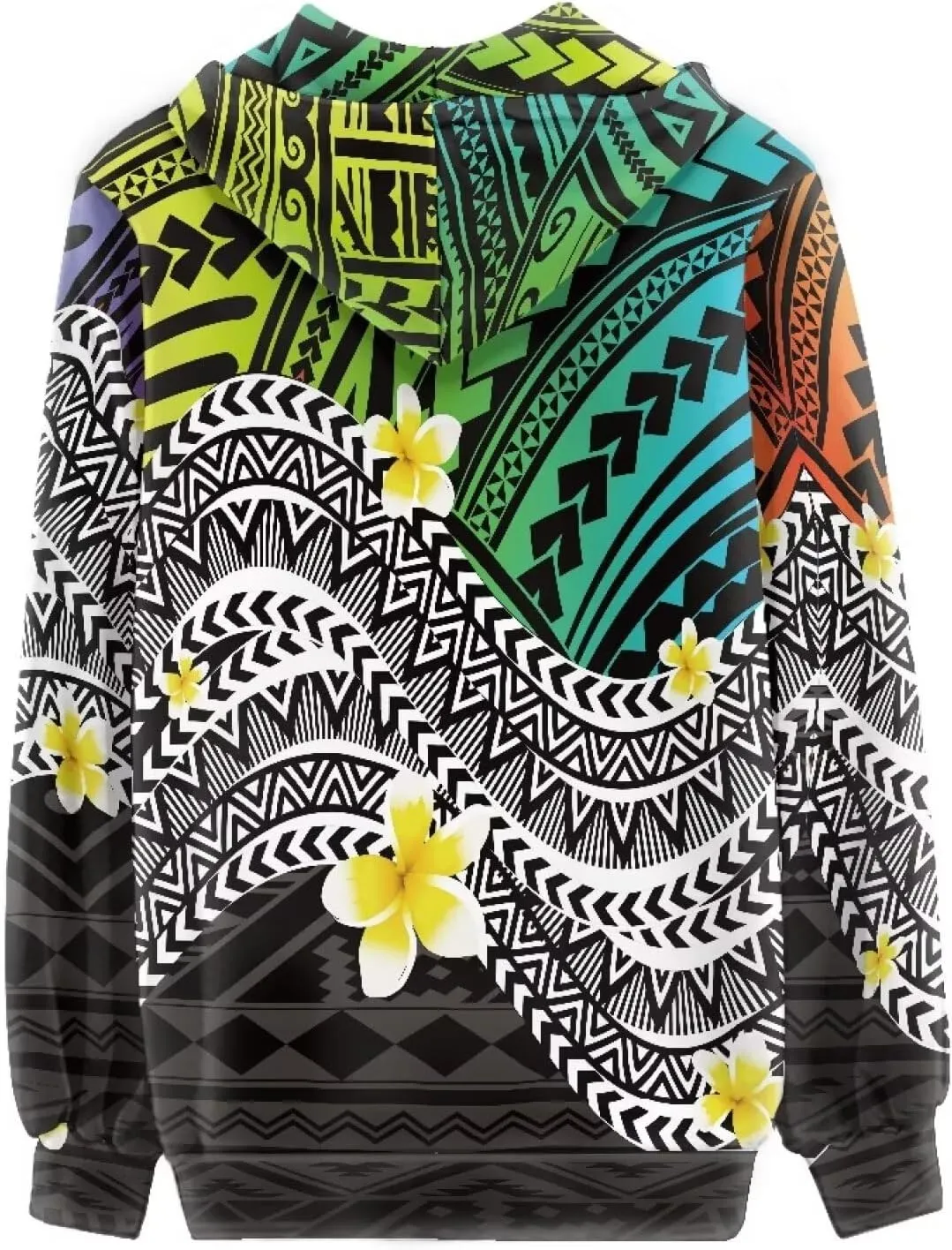 Women's Zip Up Samoa Tapa Polynesian Tribal Hoodies Jacket Samoan Puletasi Drawstring Long Sleeve Sweatshirt