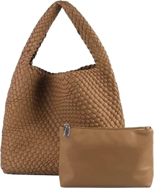 Woven Bag for Women, Vegan Leather Hobo Tote Bags, Top-handle Handmade Purse