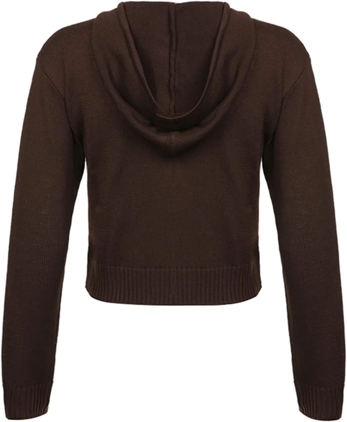 Y2k Rib Knitted Hoodie Sweaters Long Sleeve Zipper Up Knitwear Open Front Cardigan Vintage Jacket Jumper Sweatshirt