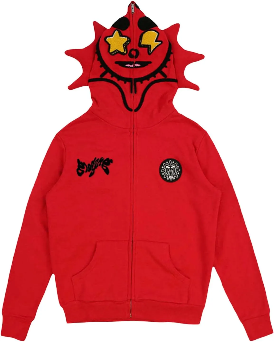 Y2K Skeleton Oversized Full Zip Up Hoodie Women Rhinestone Skull Graphic Sweatshirt E-Girl Streetwear