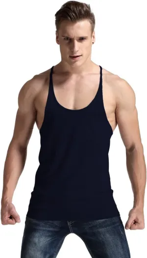 YAKER Men's Fitness Gym Tank Top Singlet Bodybuilding Stringers Sleeveless Muscle Shirt