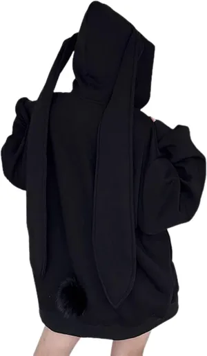 YEMOCILE Womens Kawaii Bunny Ear Oversized Hoodie Zip Up Long Sleeve Rabbit Hooded Sweatshirt