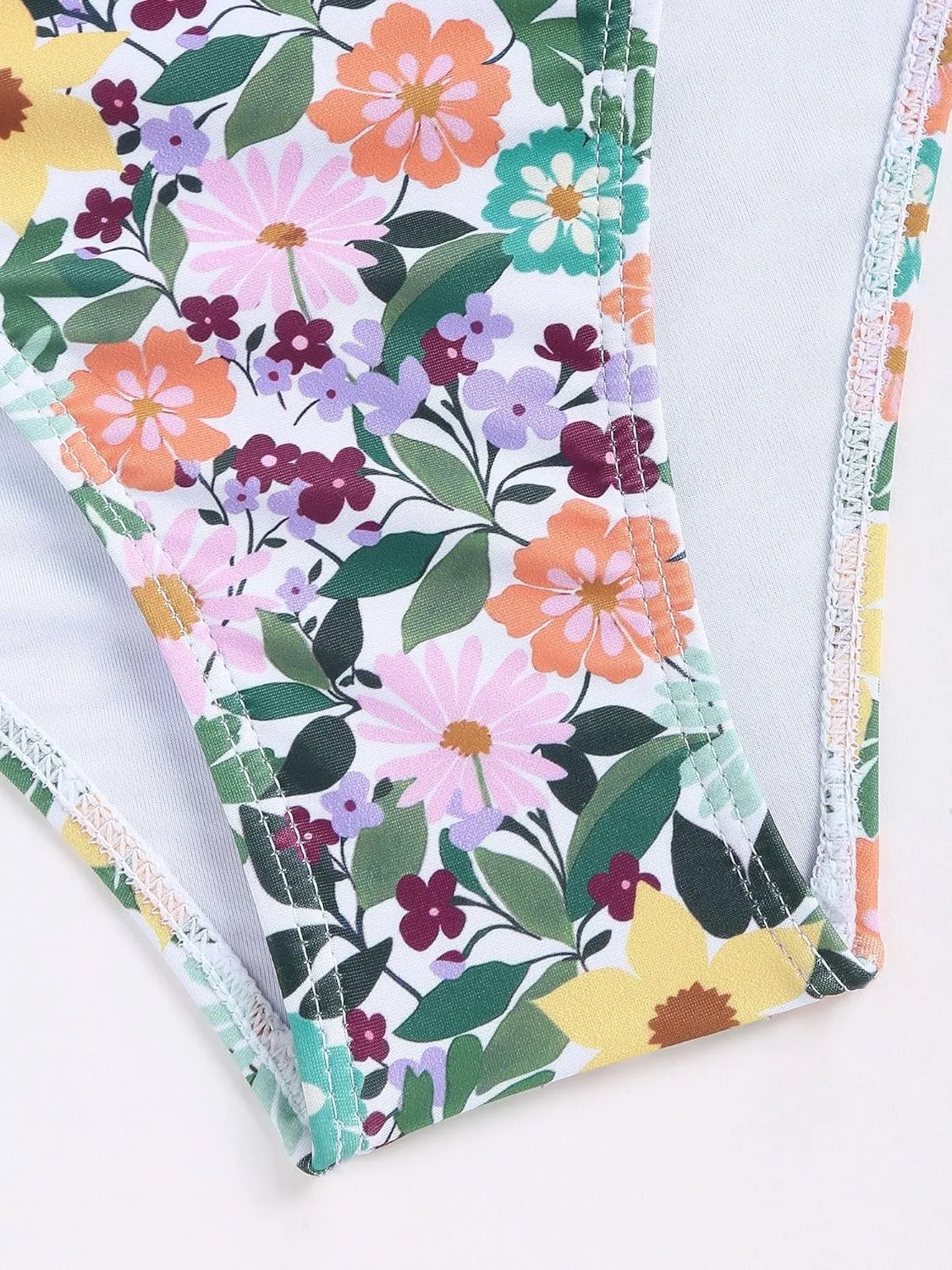 ZAFUL Women's Back tie Camisole top high Waist Panties Print Bikini Set