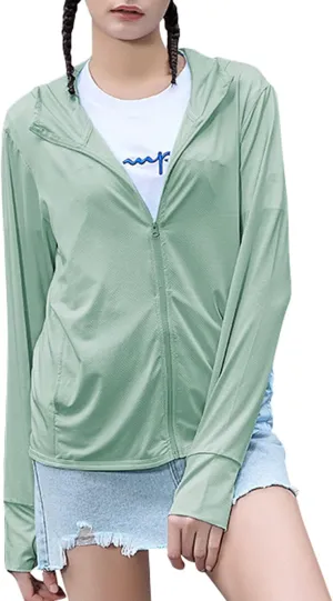 Zando UPF 50  Sun Protection Clothing Women Quick Dry Lightweight Zip Up UV Jacket Hiking Running Outdoor Performance