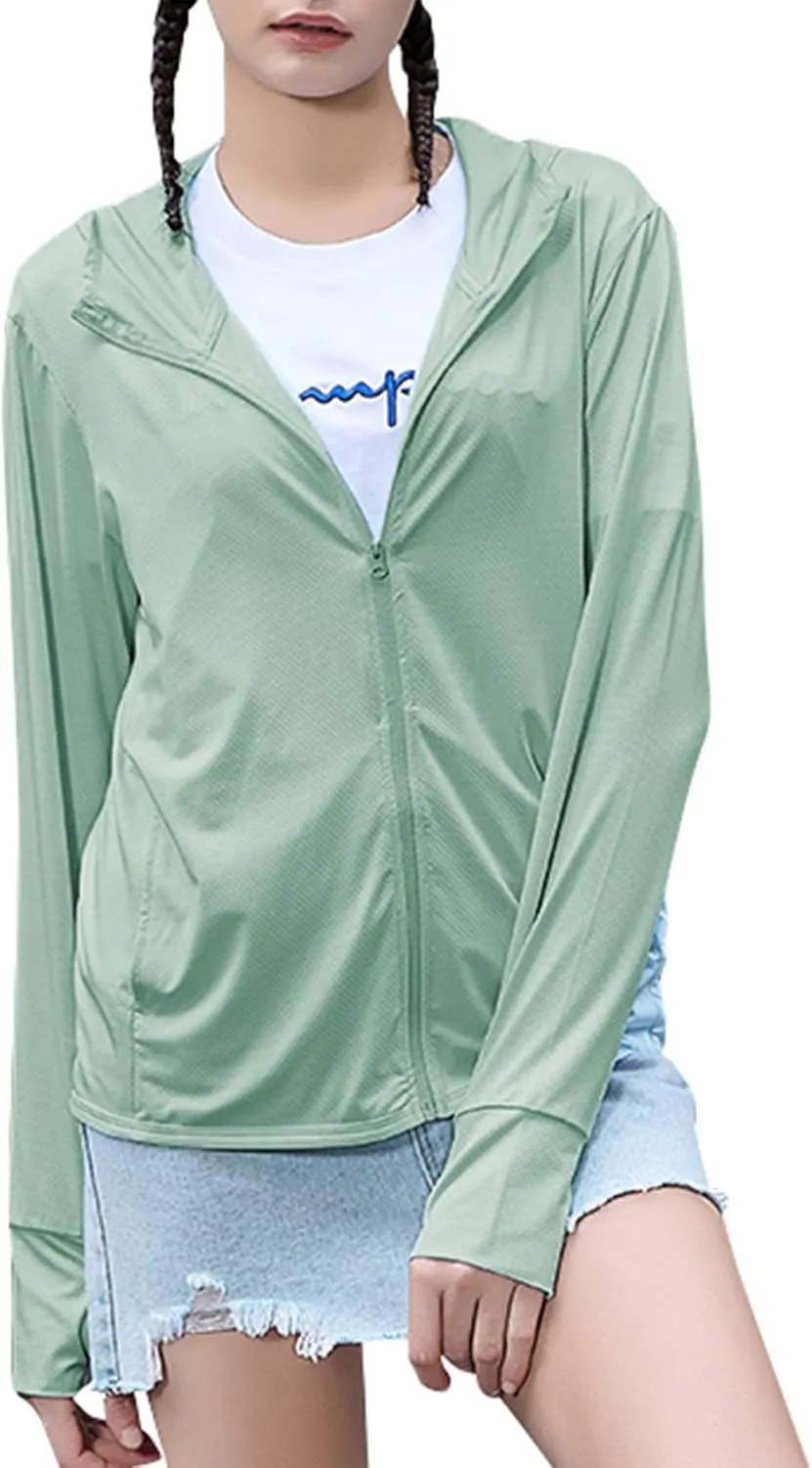 Zando UPF 50  Sun Protection Clothing Women Quick Dry Lightweight Zip Up UV Jacket Hiking Running Outdoor Performance