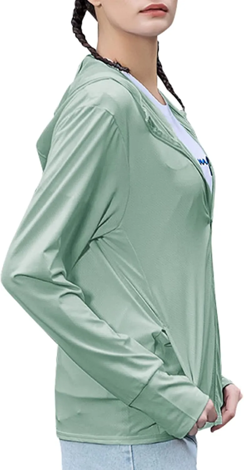 Zando UPF 50  Sun Protection Clothing Women Quick Dry Lightweight Zip Up UV Jacket Hiking Running Outdoor Performance