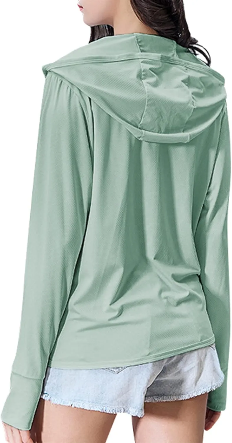 Zando UPF 50  Sun Protection Clothing Women Quick Dry Lightweight Zip Up UV Jacket Hiking Running Outdoor Performance