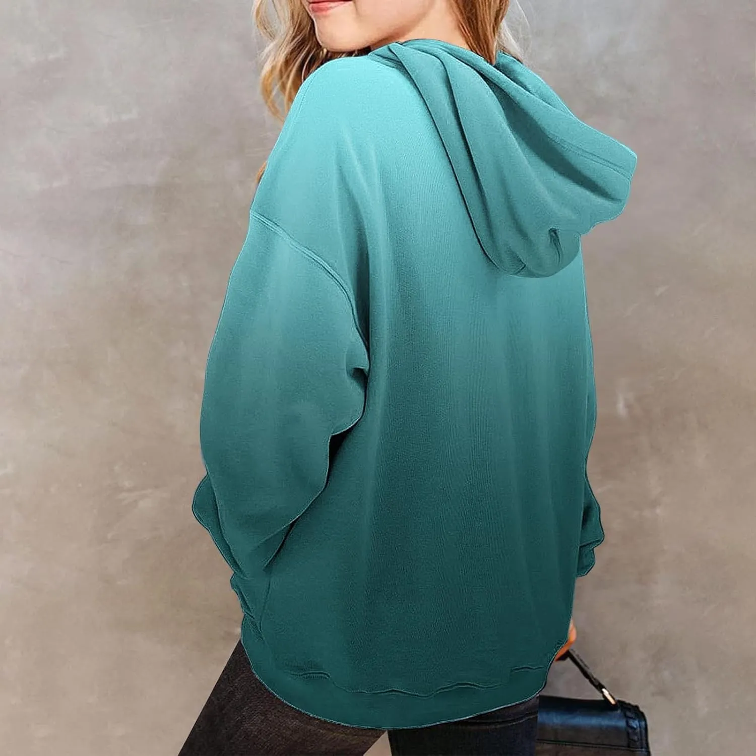ZDRZK Hoodie for Girls Y2K Oversized Long Sleeve Tie-Dye Gradient Cute Sweatshirts Casual Pullover Tops with Pockets