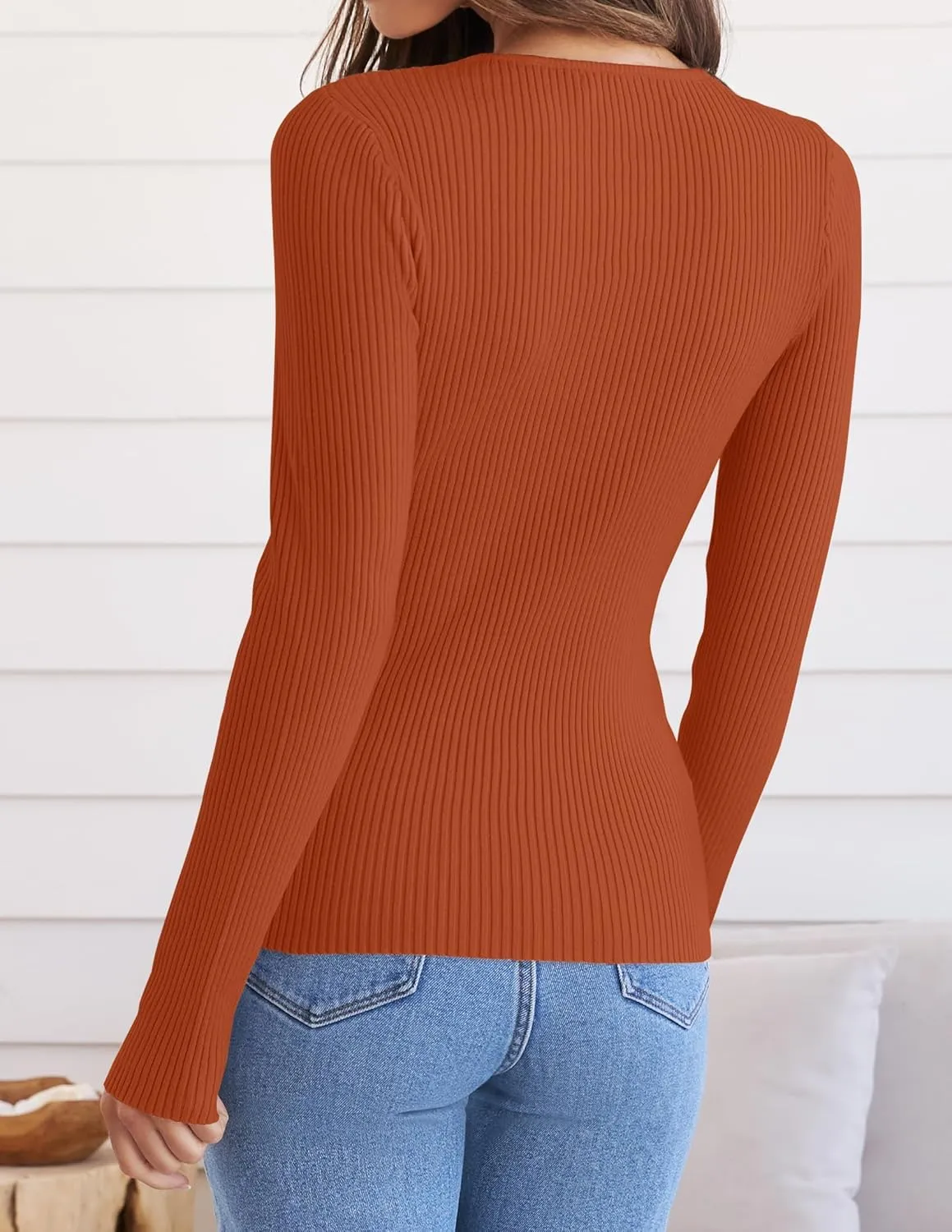 ZESICA Women's Long Sleeve Crewneck Shirts Spring Knit Sweater Slim Fitted Casual Basic Tee Tops