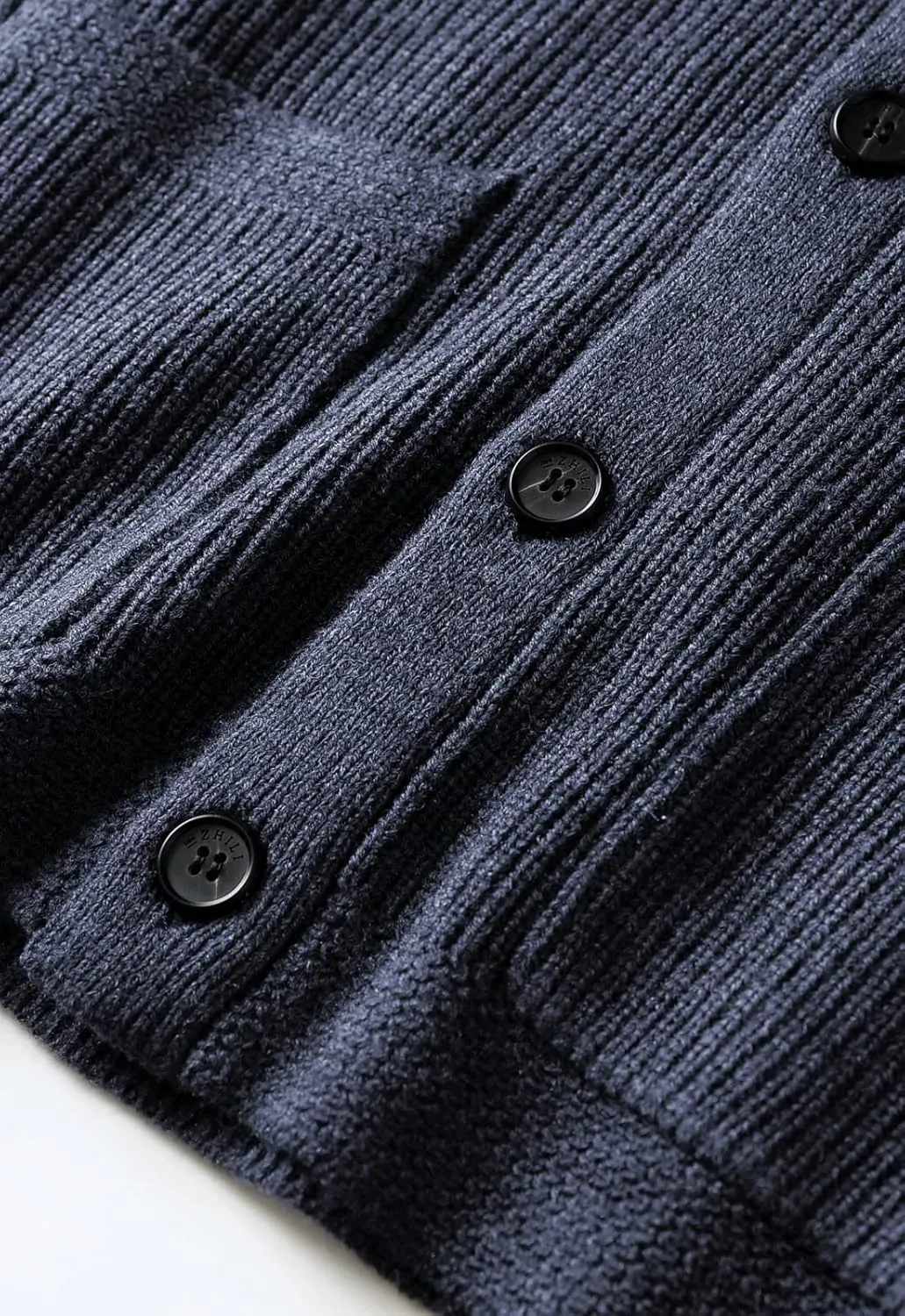 ZHILI Men's Shawl Collar Cardigan Sweater Slim Fit Cable Knit Button up Black Merino Wool Sweater